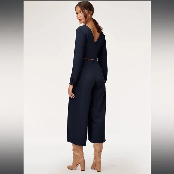 SOLD / Aritzia wilfred ecoulement tie waist long sleeve open back black jumpsuit - Picture 5 of 10